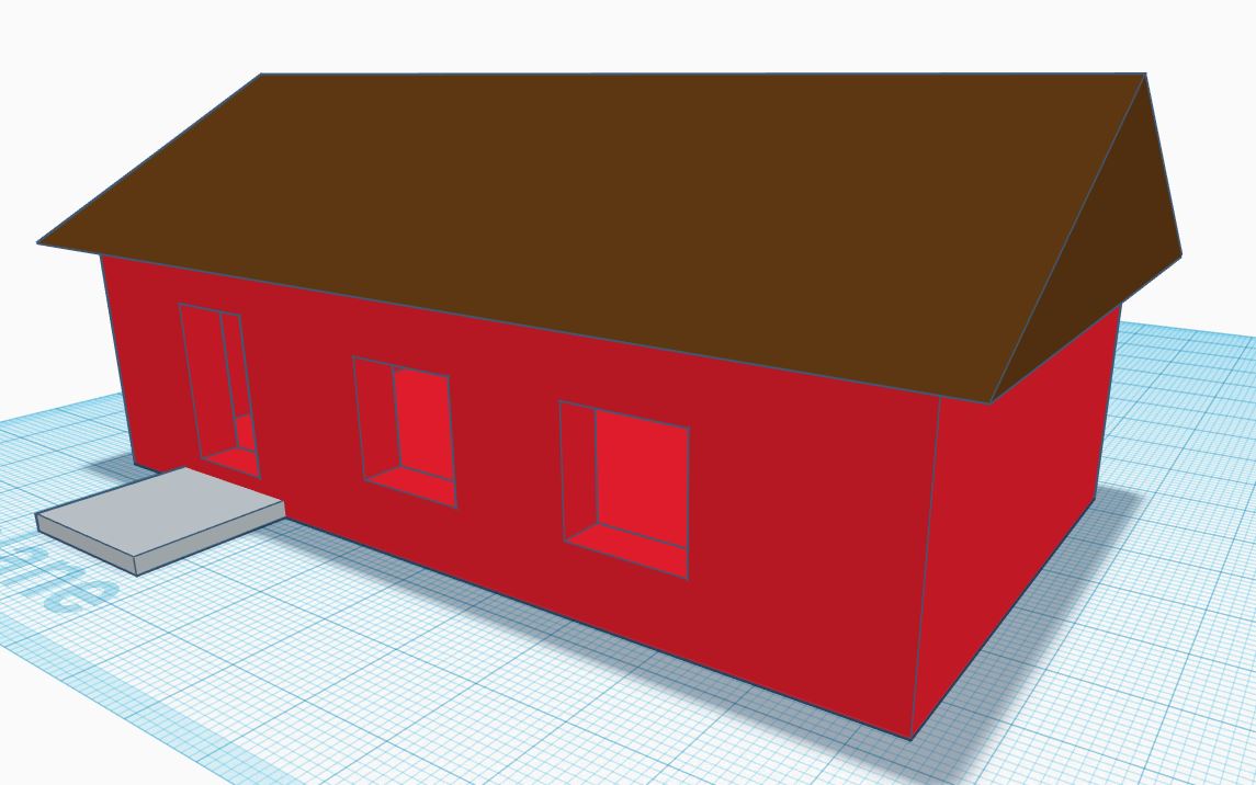 TinkerCadilla mallinnettu talon 3D-malli.