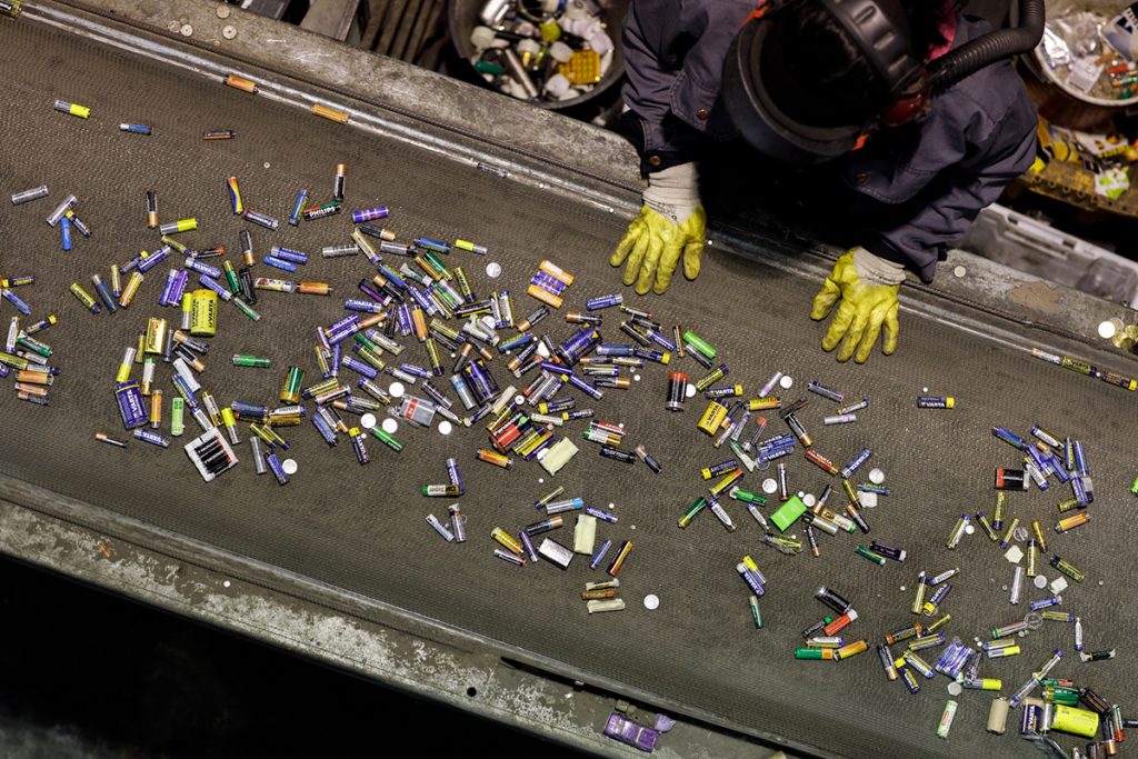 Batteries on a production line.