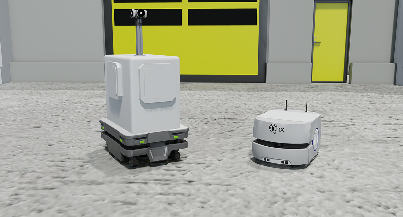 Simulation picture of mobile robots.