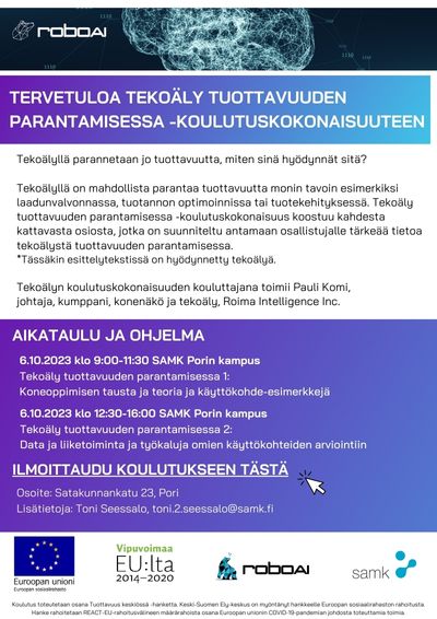 Tekoäly tuottavuuden parantamisessa -koulutuskokonaisuuden esite