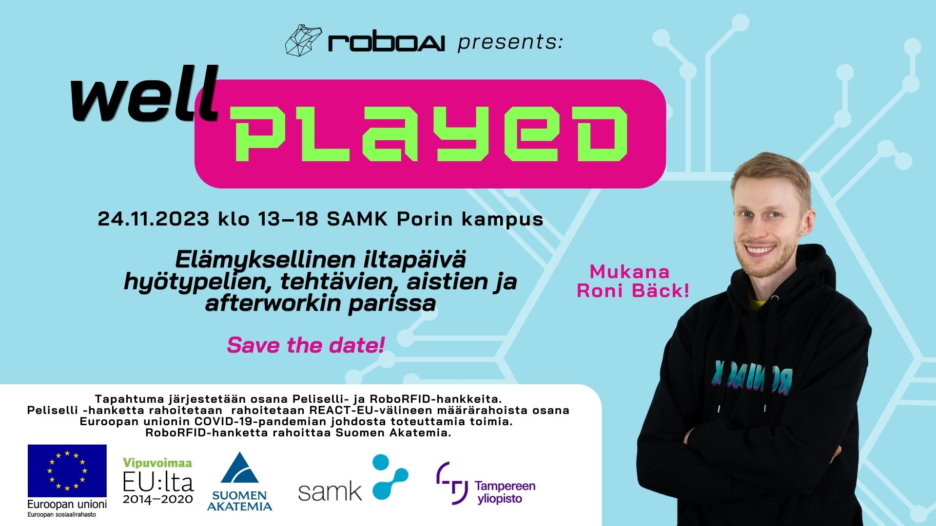 Well Played Mainos Versio5 RoboAI Well Played -tapahtuman mainos.