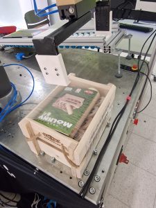 Robotti tarttumassa Mölkky-peliin