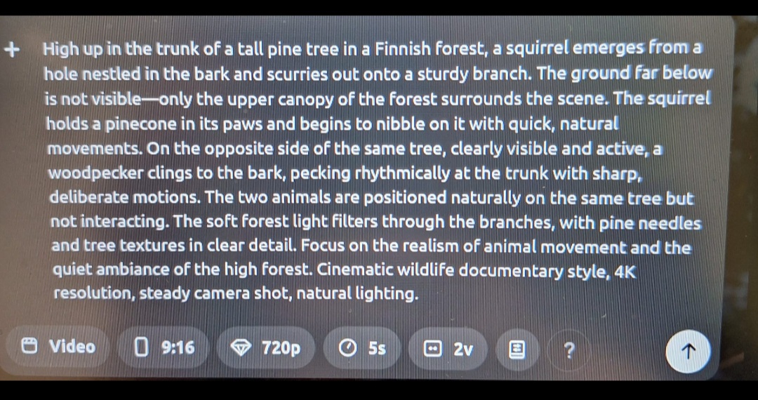 Screenshot of text promp created for AI
