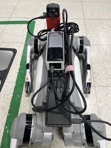 Close-up of the imaging system attached to the robot dog.